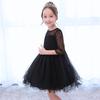 Weileenice Piano Recital Size Formal Soft Embroidered Lace Dress with Sleeves Children's Dress, Black, 110, Girls' Dress, Wedding, Shichi-Go-San,