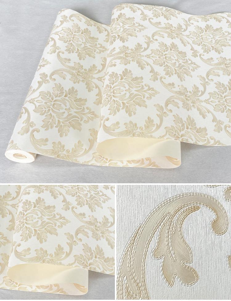 European Damascus Wallpaper Home Decoration 3D Floral Pvc Wallpaper Damask