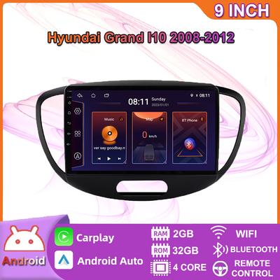 Autoradio Android sans fil Carplay pour Hyundai Grand I10 2008-2012 lecteur vidéo multimédia Navigation GPS WIFI 2 + 32GB