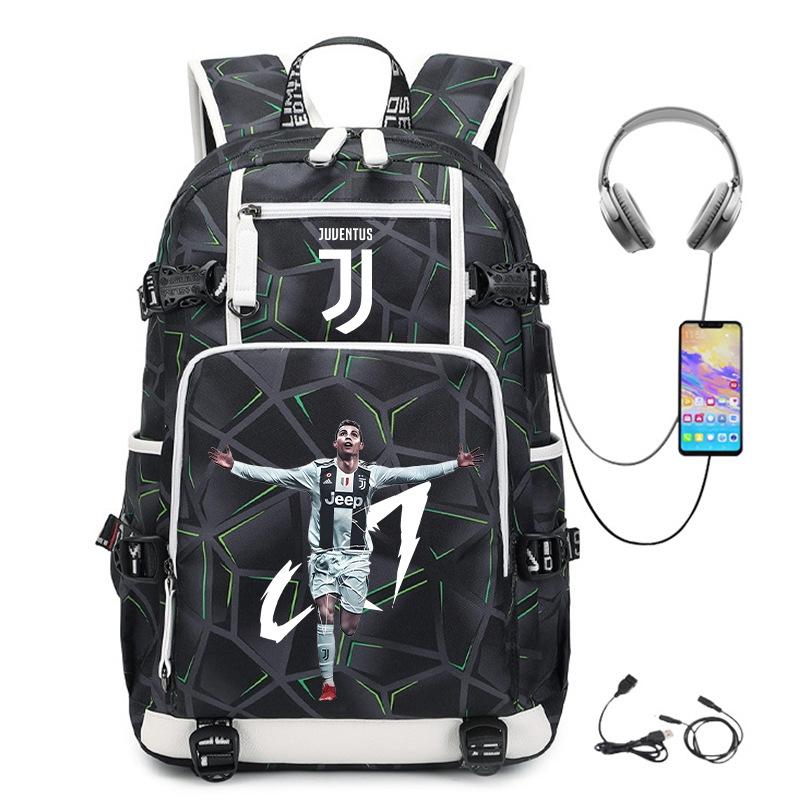 Football Star Cr7 Peripheral Personality Print Youth Backpack Large Capacity Leisure Travel Bag