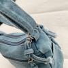 Vintage Denimtasche Damen Mehrschichtig Kleine Tasche Bestickt Schulter Crossbody-Tasche