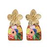 Resort-style Colorful Floral Print Earrings, Statement Earrings with A Touch of Understated Luxury.
