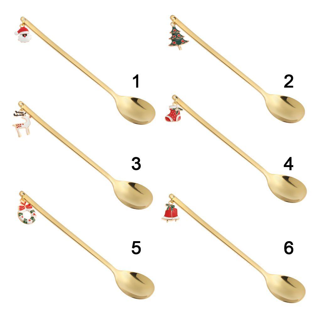 Kitchen Xmas Gifts Christmas Stainless Steel Coffee Spoon Table Ornament Tableware