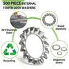 500PCS 304 Stainless Steel Metric Split Lock Washer Set Star Serrated Lock Washers  Fastening