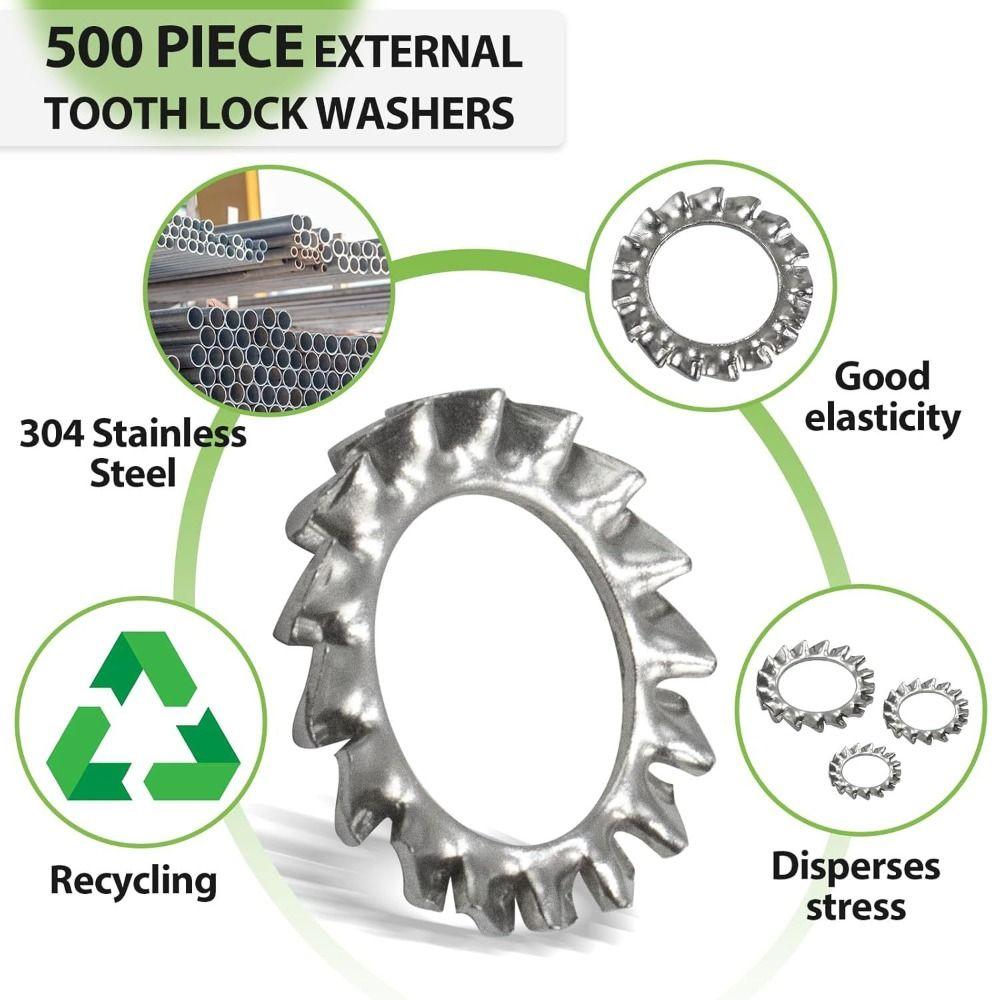 500PCS 304 Stainless Steel Metric Split Lock Washer Set Star Serrated Lock Washers  Fastening