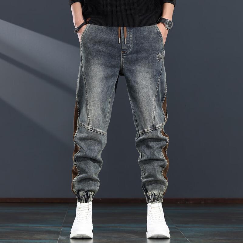 

Jieleinuo Мужские свободные джинсы пэчворк прямого кроя XL