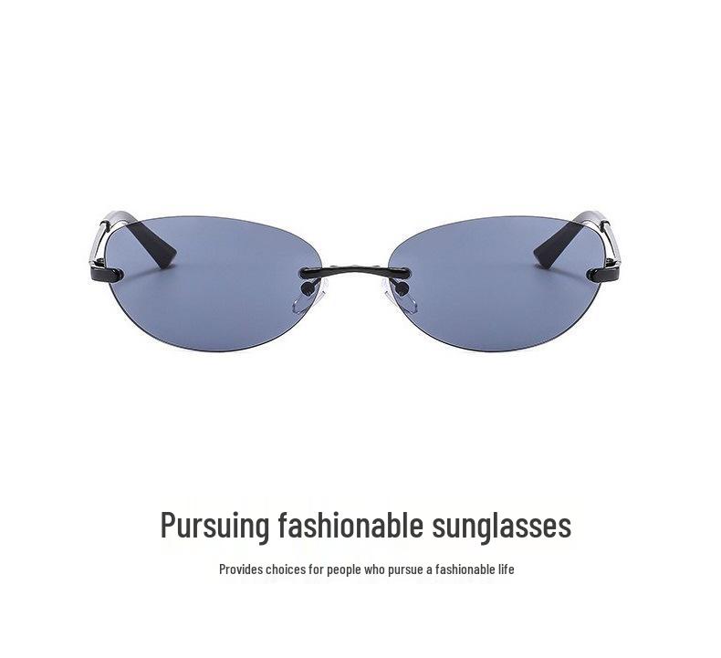 Oval Frameless Y2K Sunglasses - Unisex European & American Street Style Fashion Accessory