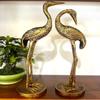 Set aus 2 Metall Schwan Paar Saras Flamingo Kranich Liebesvögel Prunkstück Statue Dekorativ für Regal Konsole Schrank Vitrine Zeichnung Schlafzimmer Wohnzimmer