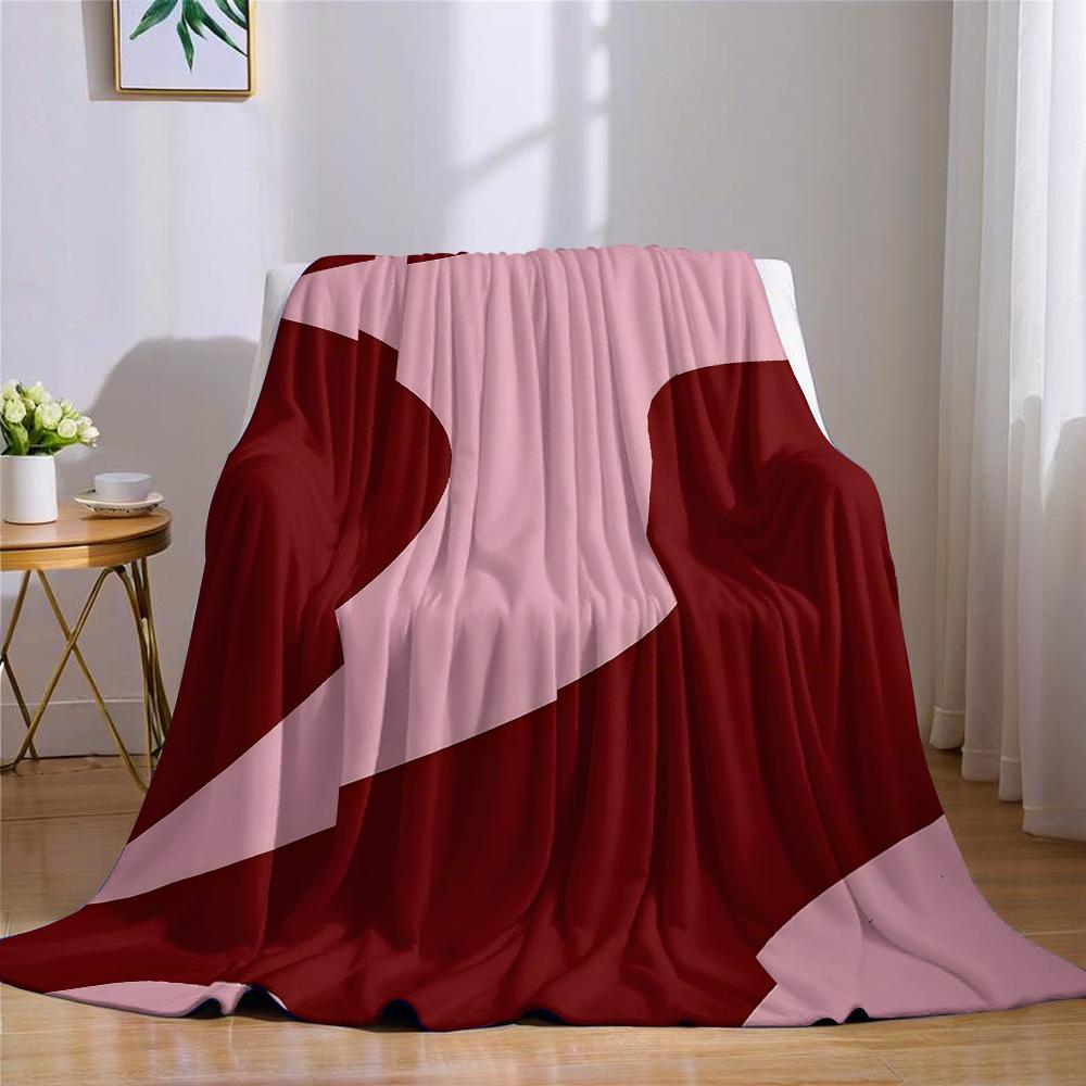 Burgundy Wave Blush Flannel Blanket Warm Soft Halloween Christmas Couch Warm Cozy Decorative Decor Gift For All Season
