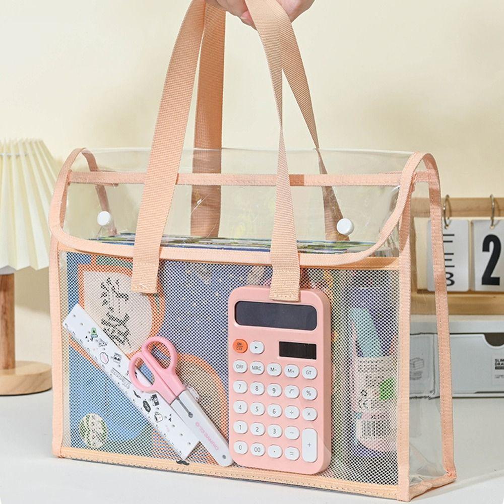 

Transparent Test Paper Storage Bag Stationery Organizer Pouch School Office Supplies Blue-Vertical Style