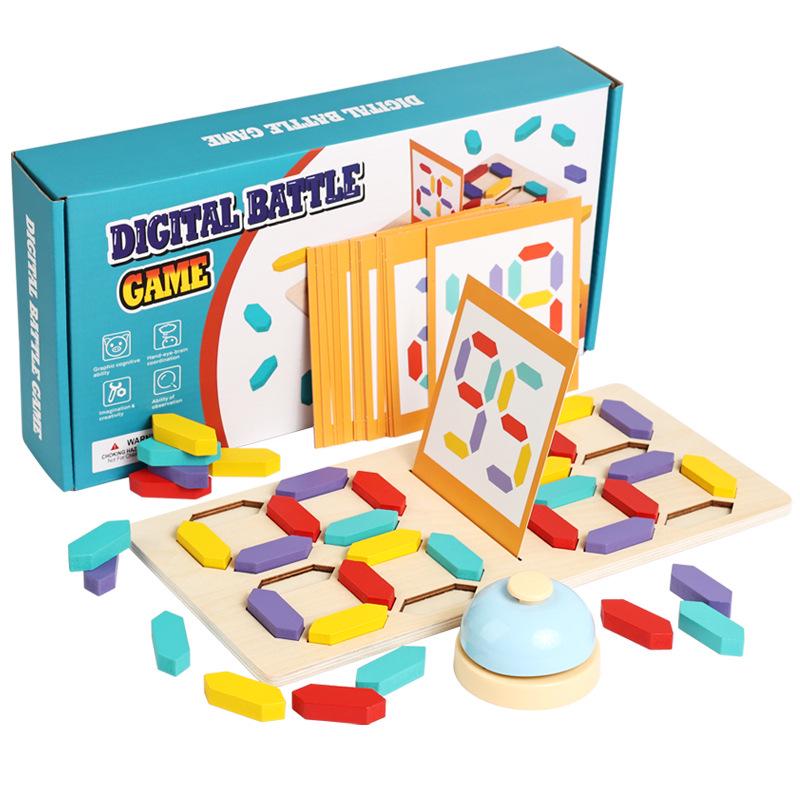 Kids' Educational Color & Number Matching Game with Building Blocks for Two Players
