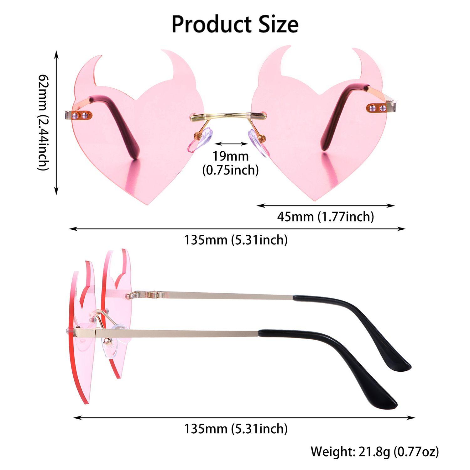 

Halloween Decoration Party Devil Ear Heart Shape Rock Horn Rimless Sunglasses Fashion Glasses розовый