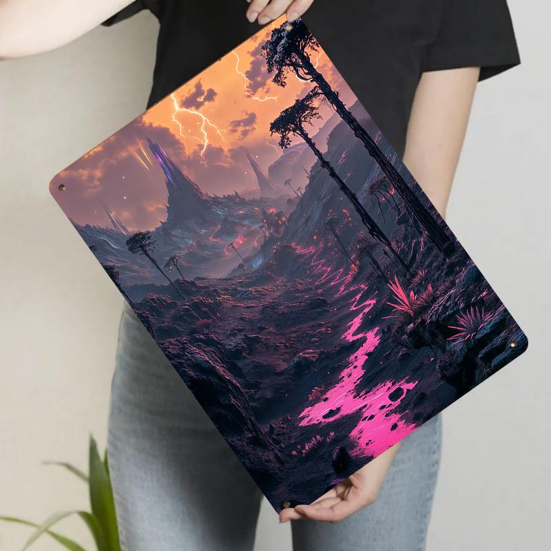 

Dreamy Alien Valley Landscape Metal Iron Painting Home Wall Decor Living Room Art Hanging Ornament 20x30cm（7.8x11.8inch）