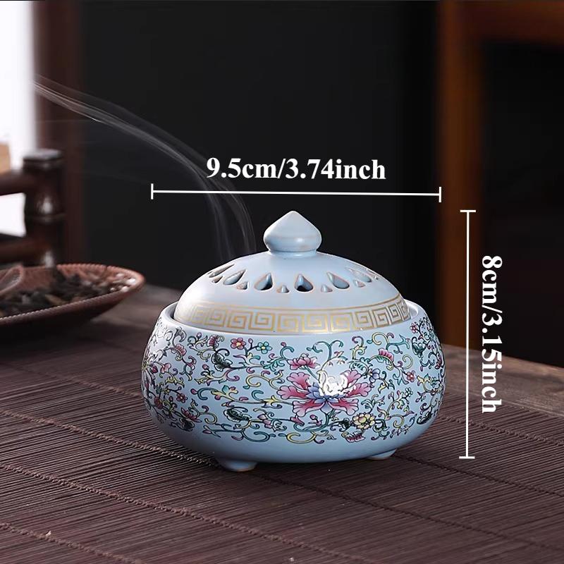 Ceramic Incense Burner Enamel Color Plate Incense Burner Indoor Incense Burner Temple Sacrificial Supplies Buddha Hall Decor