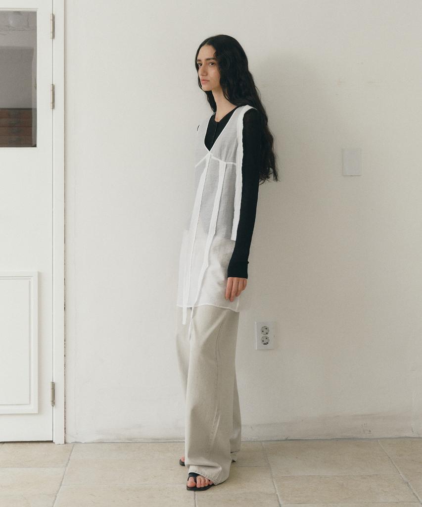 Loutaideu Sheer Layered Dress [White]