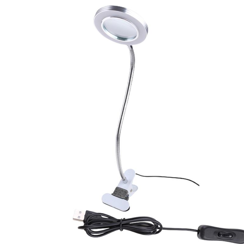 10X Glass Lamp with Light Magnifier Light with Clip Adjustable Flexible Lamp with USB Powered G5AB