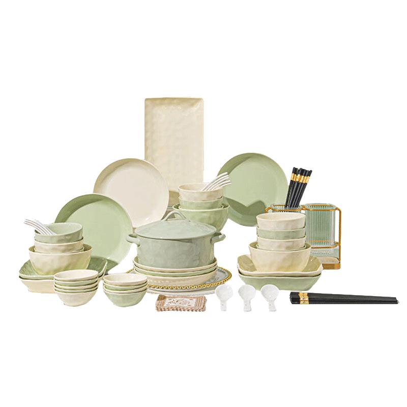 Набор столовой посуды Peiersen, кремовый стиль, подглазурный, 80 предметов