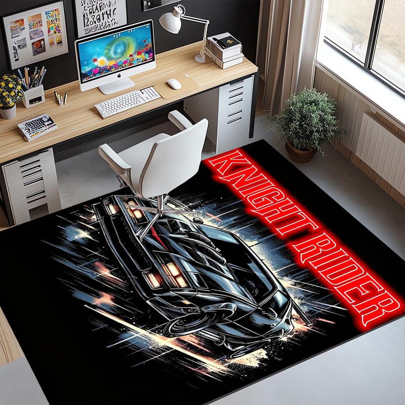 Knight Rider Pattern Rug, Indoor/Outdoor Mat, for Picnic, Gameroom, Bedroom, Office, Living Room, Home Decor Carpet, Birthday Gift
