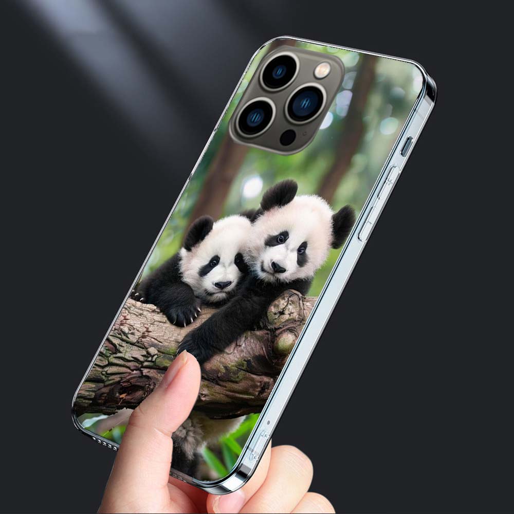 Panda Baby, Giant Panda Family Phone Case For Iphone 16E 15 Pro 14 Plus 17E 16 17 Pro Max Air 11 12 13 Mini Shockproof Capa C