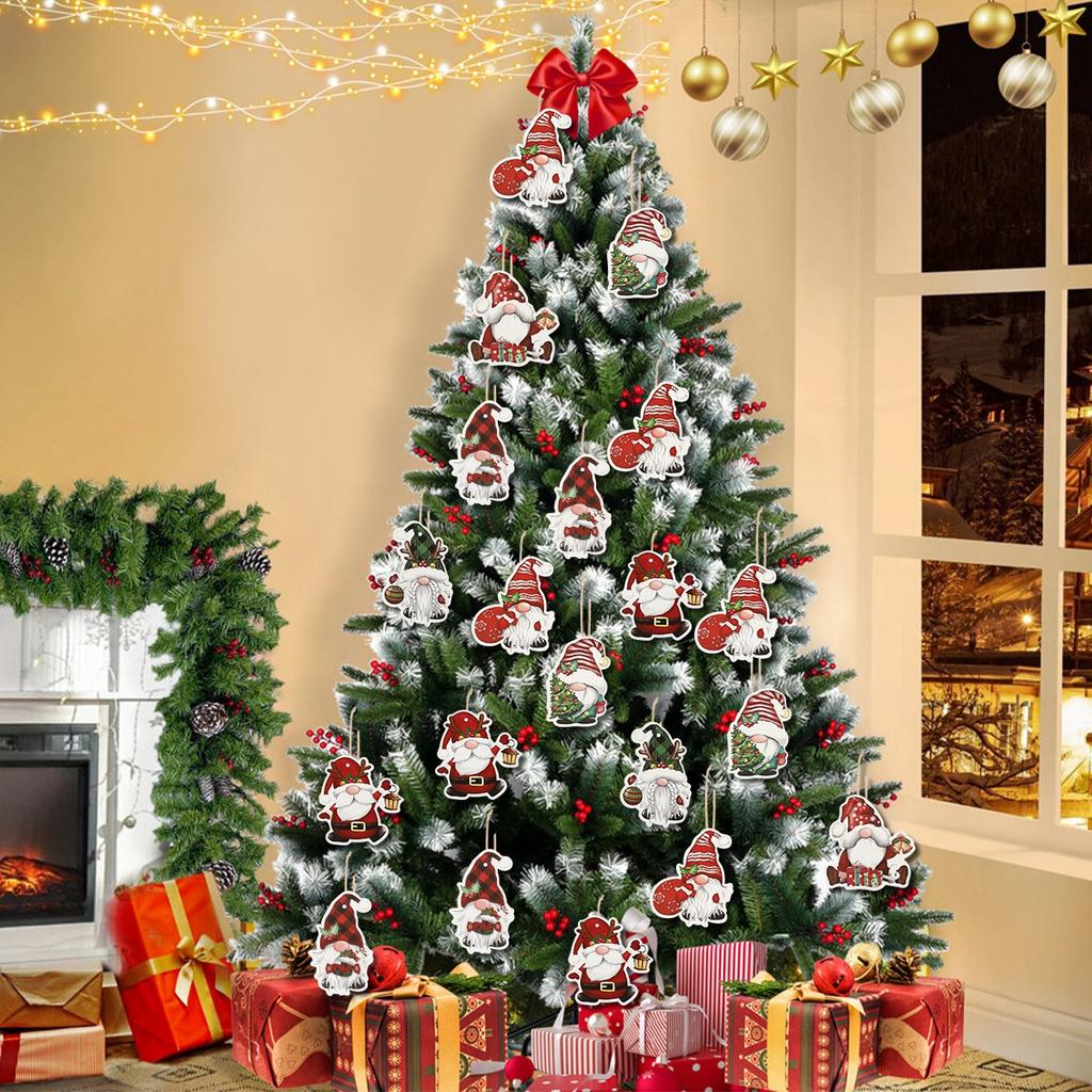 12pcs Christmas Santa Gnomes Paper Pendants Christmas Decorations For Home 2026 Christmas Tree Ornaments Navidad New Year Gifts