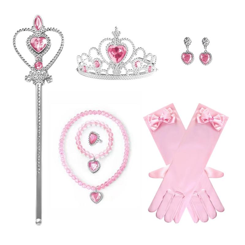 Princess Accessories Gloves Wand Crown Jewelry Set Wig Necklace Braid for Princess Dress Clothing Cosplay Dress UP