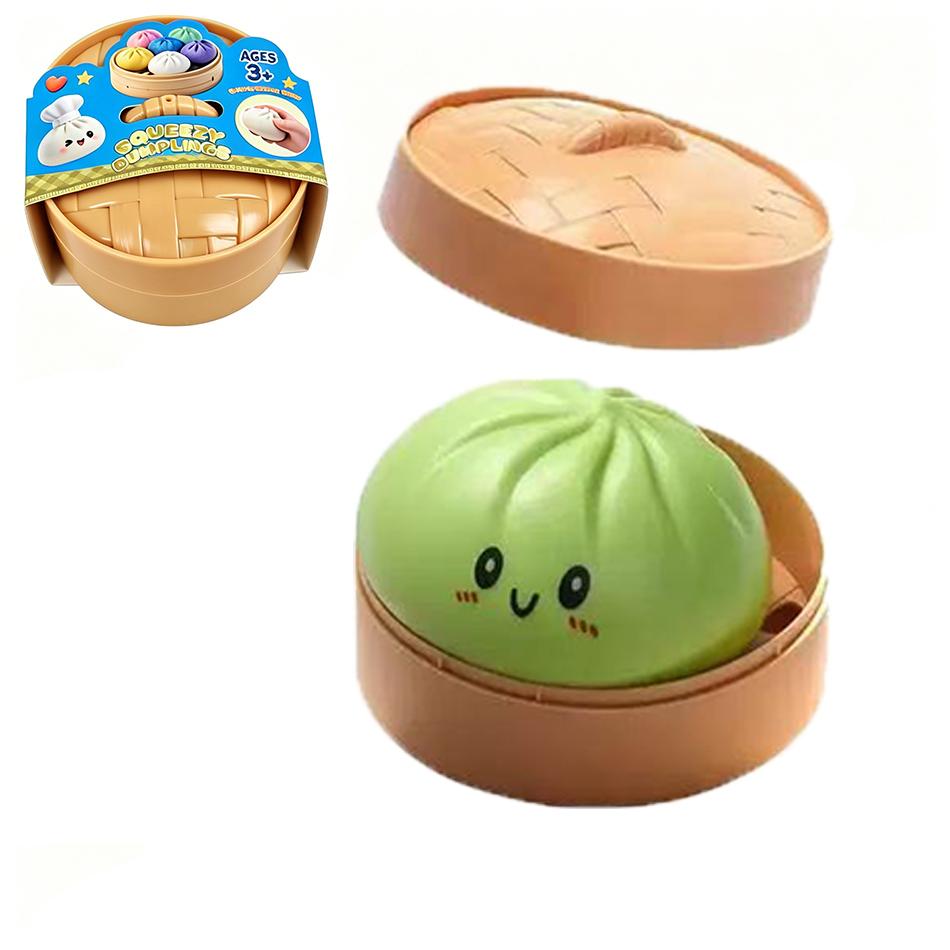 2026 New Cute Baozi Squishy Toy Stress Relief Steamed Bun Squeeze Toy with Bamboo Steamer Box Slow Rebound Desk Decor Gift