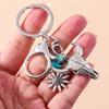 Retro Ethnic Turquoise Animal Keychain Metal Bohemian Tassels Key Ring Pendants for Bag Decor DIY Key Chain Accessories