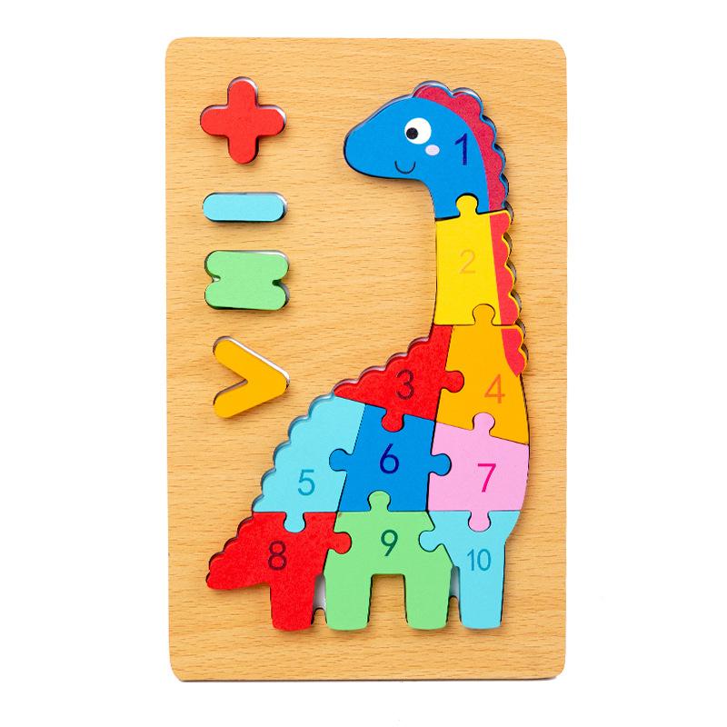 Wooden Early Education Cognitive Children Educational Toys Building Block Animal Traffic Shape Matching 3d Three-dimensional Puz