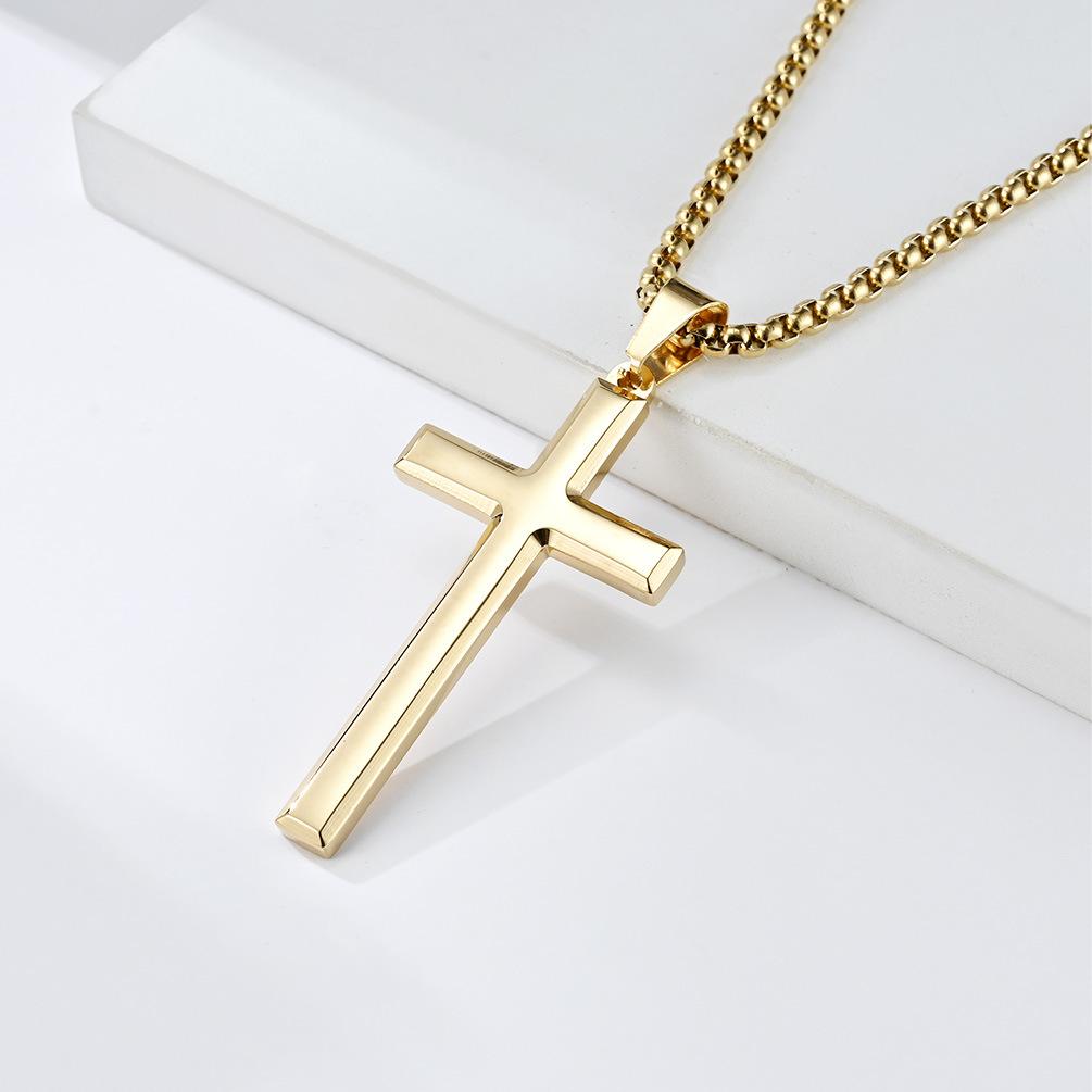 Ciondolo a Croce in Acciaio Inossidabile con Pendenza Minima Collana Stile Unisex per Uomo e Donna