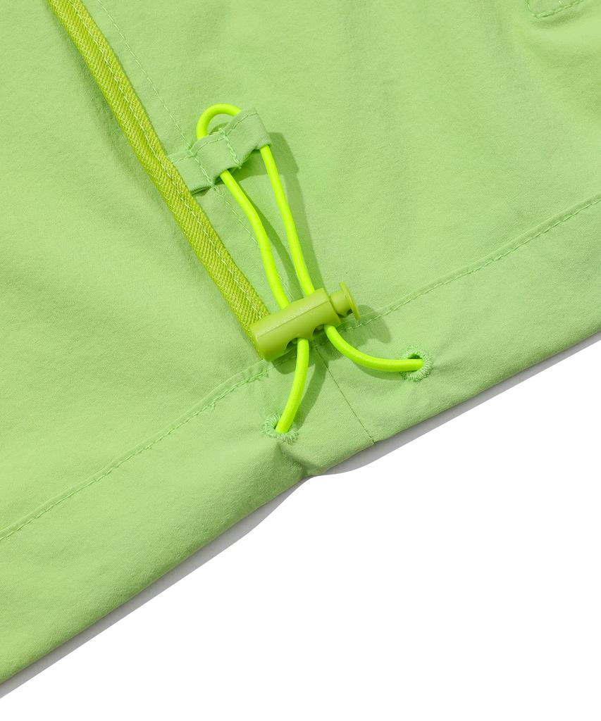 Beentrill Stand Collar Oversized Short Sleeve Anorak (Neon Yellow)