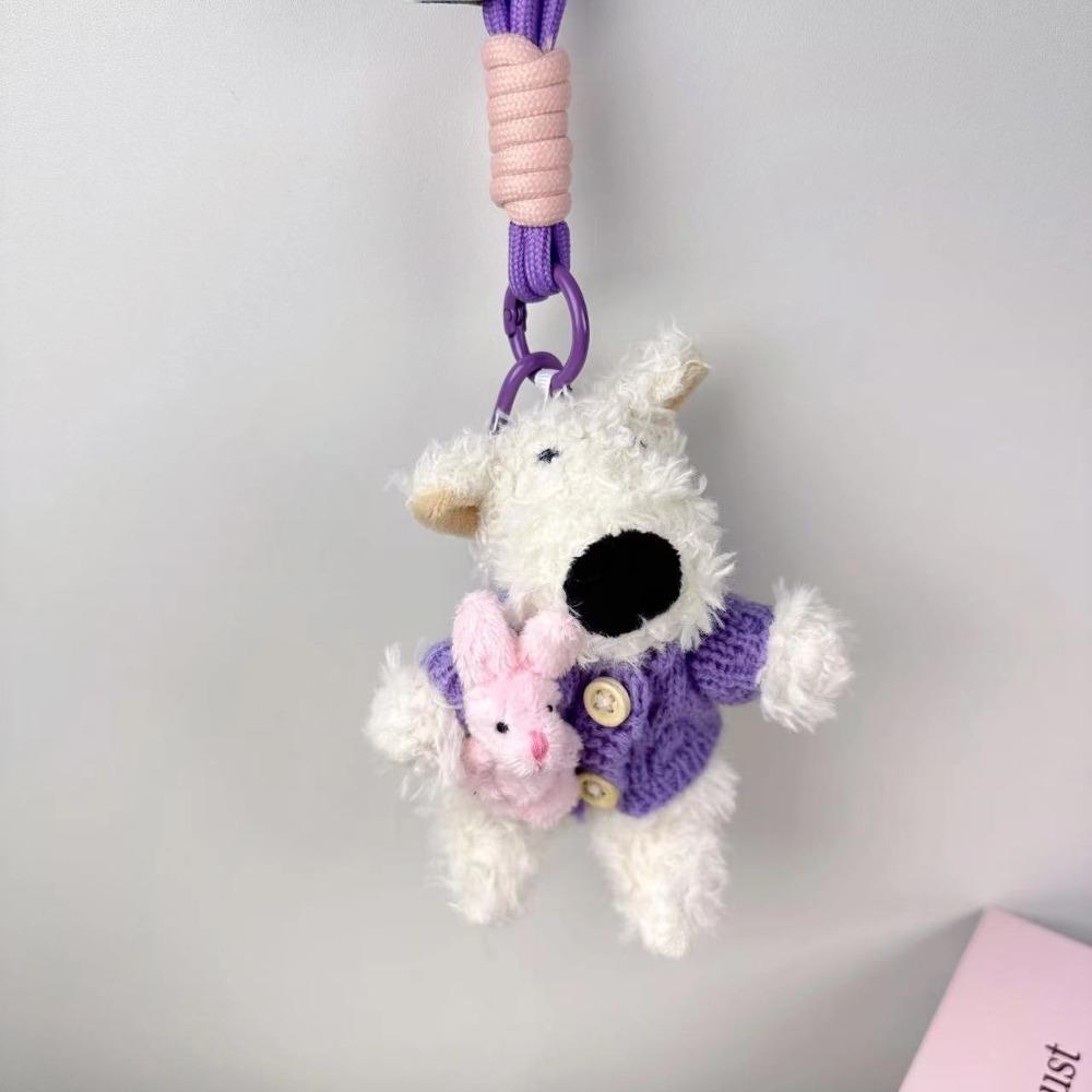 Chaveiros de boneca de cachorro pequeno de pelúcia, animal de desenho animado, filhote de cachorro peludo, presente de aniversário para crianças