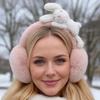 Portable Faux Fur Ear Warmers Foldable Bunny Fluffy Earmuffs  Outdoor Cold Weather