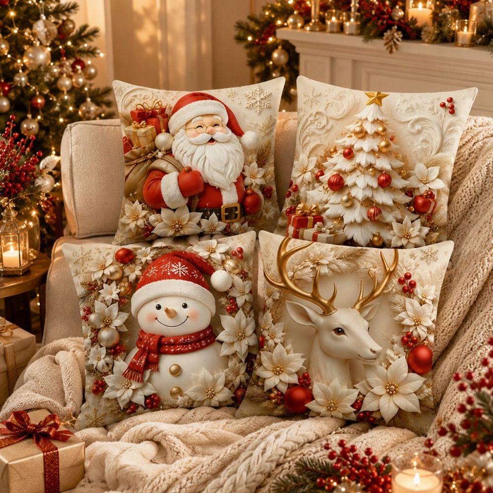 45x45cm Christmas Pillow Covers Detachable Soft Holiday Cushion Case  Sofa House Room