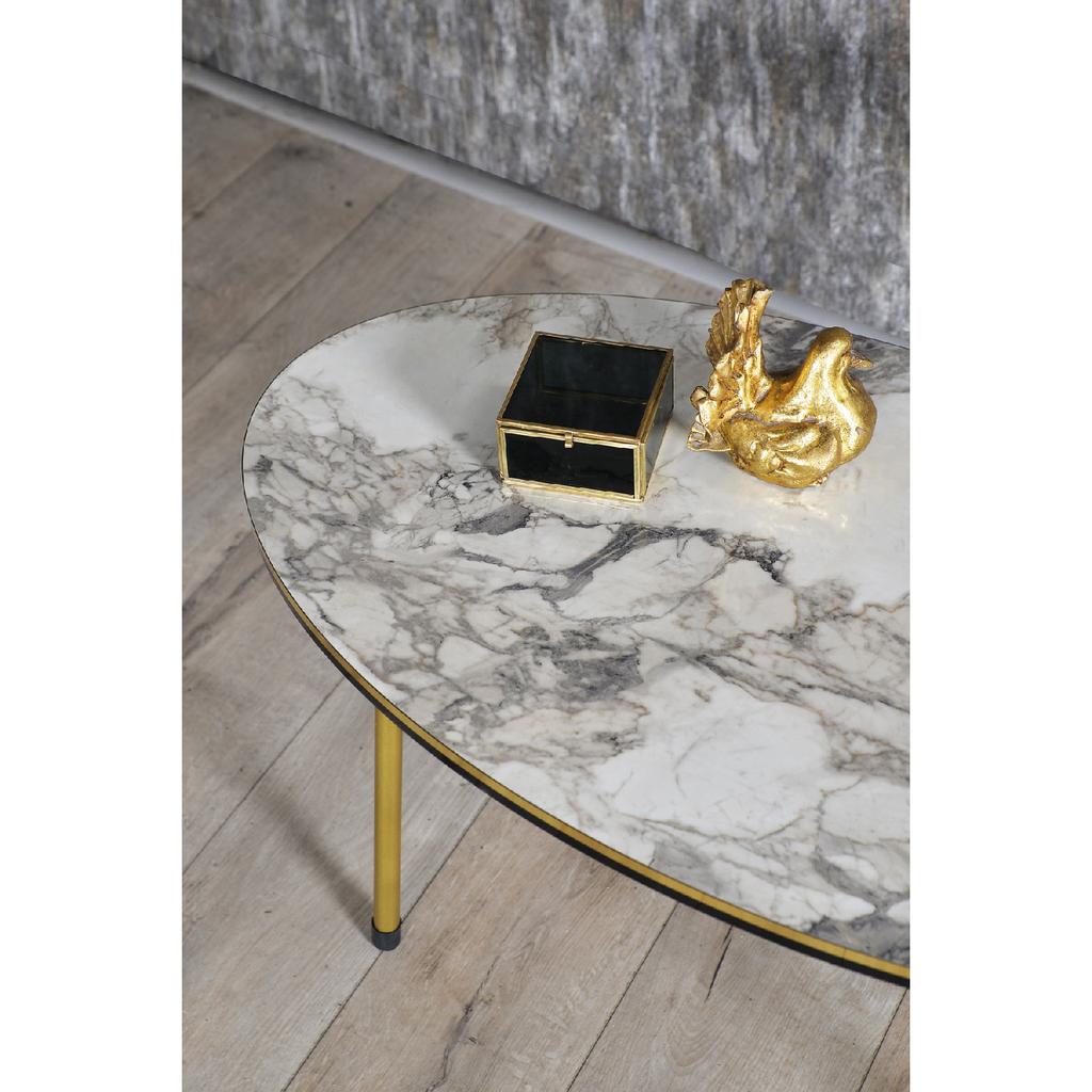 Coffee Table Bendir Ellipse Metal Leg Double Gold