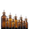 5-100ml Amber Glass Essential Oil Bottle with Bamboo Wood Lid, Dropper Refillable Container for Serum