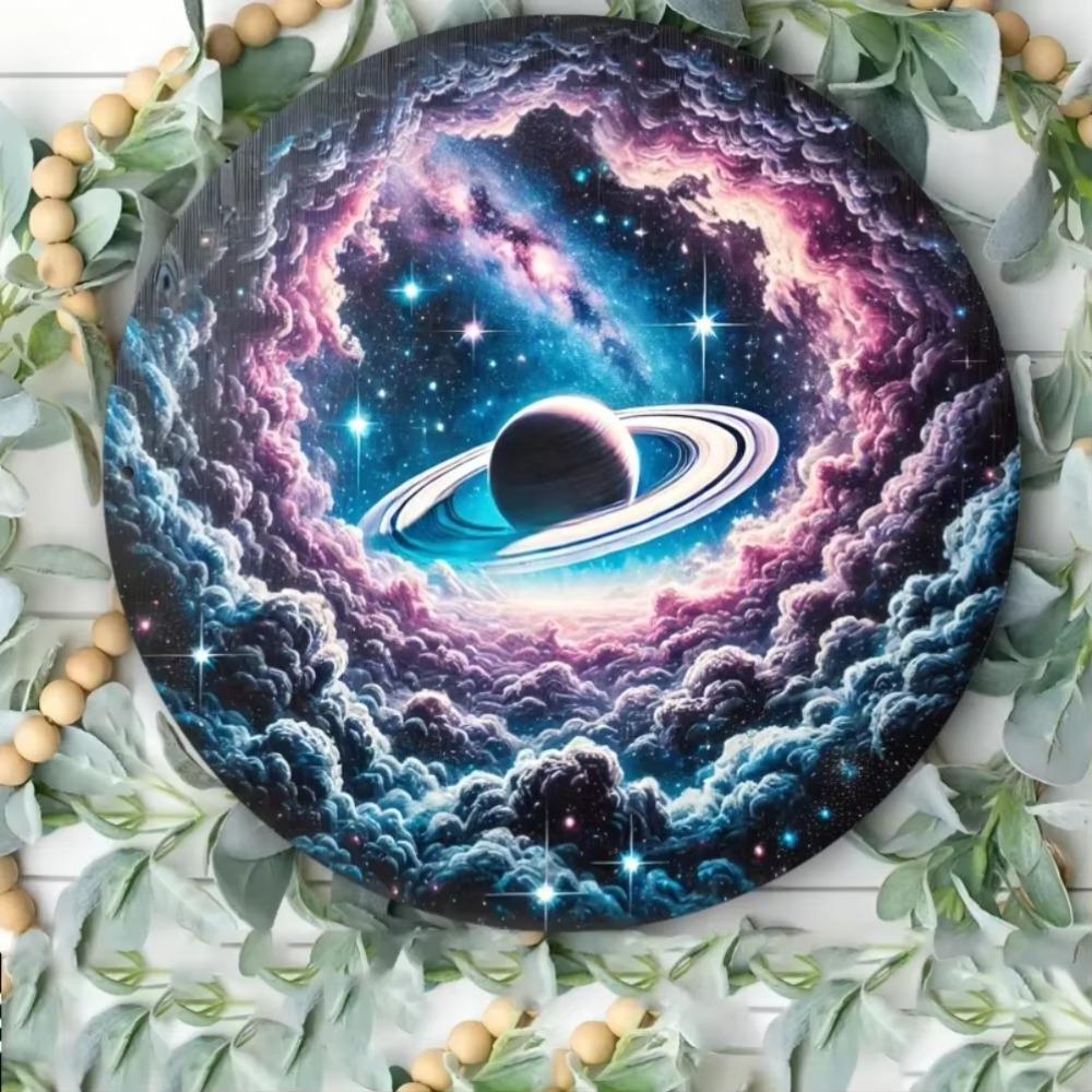 

Retro Galaxy Metal Wall Art for Indoor Outdoor Garden Cafe Bar Decor білий