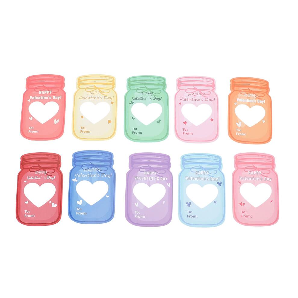 Ensemble de Cartes de Saint-Valentin pour Enfants - 30 Modèles de Bocal avec Adhésifs & Sachets