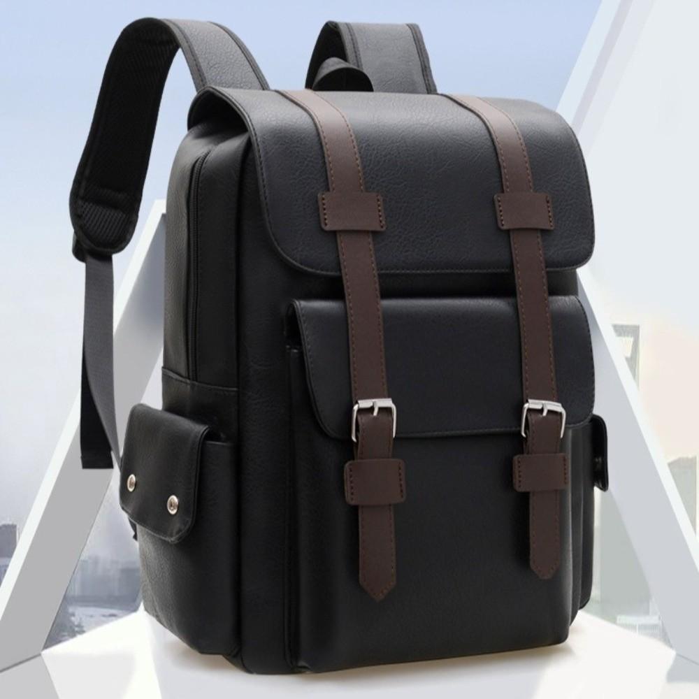 Large Capacity PU Leather Backpack Waterproof Travel Bag Computer Bag  Business Travel