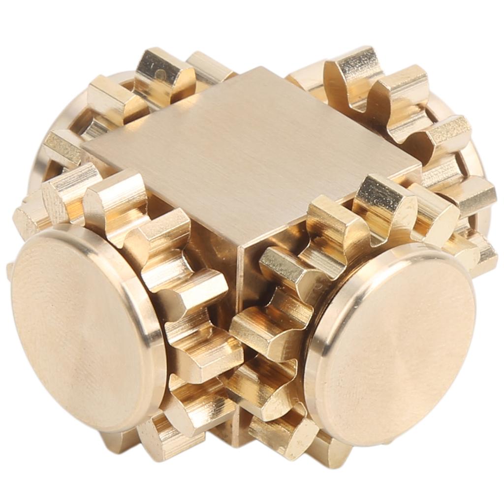 Cube Shaped Gear Fingertip Gyroscope Decompression Toys Stress Relief for Adults KidsBrass