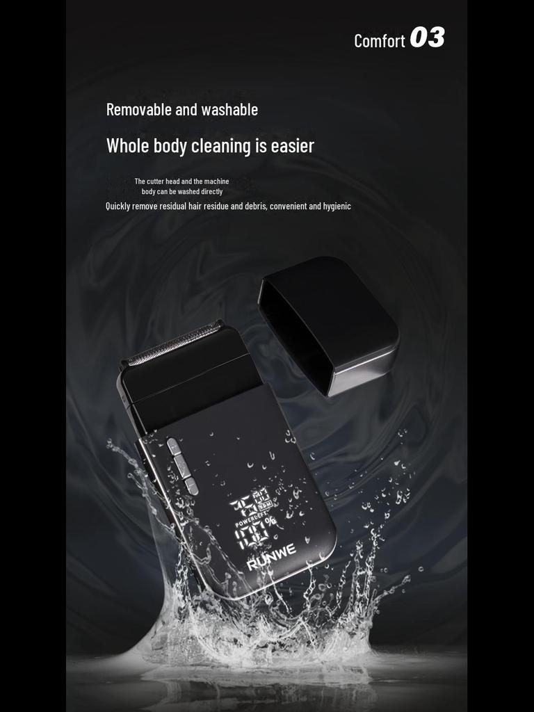 Langwei Electric Shaver 760: Dual-Blade Razor with Digital Display, Adjustable Speed, and Whitening for Bald Heads