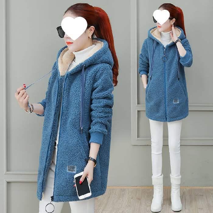 Women's Plus Size Faux Lambswool Mid-Length Cardigan - Velvet, Thick, Loose Fit, Autumn/Winter 2025 Korean Style.