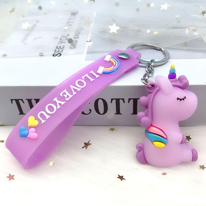 Cartoon Cute Unicorn Rainbow Rope Keychain Girl Ins Couple Car Bag Pendant Creative Pendant