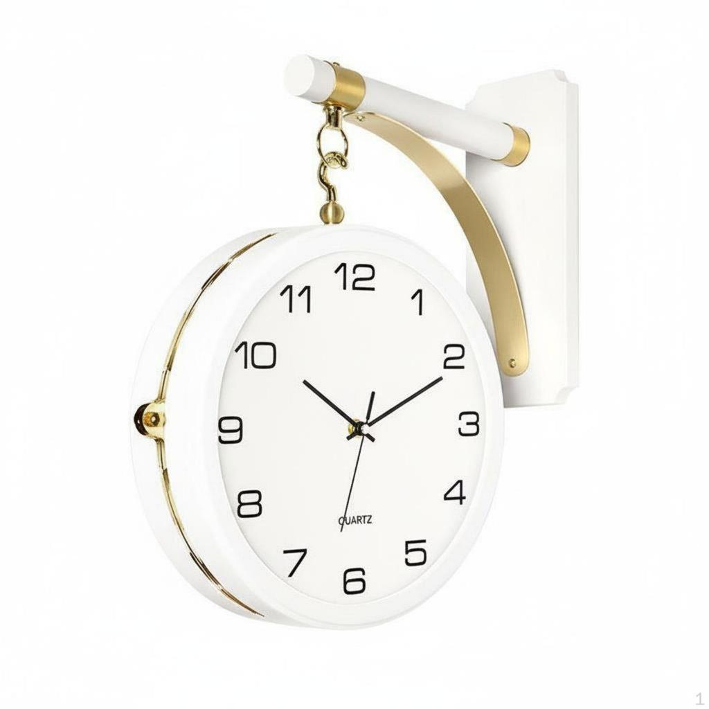 Double Sided Wall Clock Modern Nordic Design Silent Home Decor for Living Room, Hallway, Office