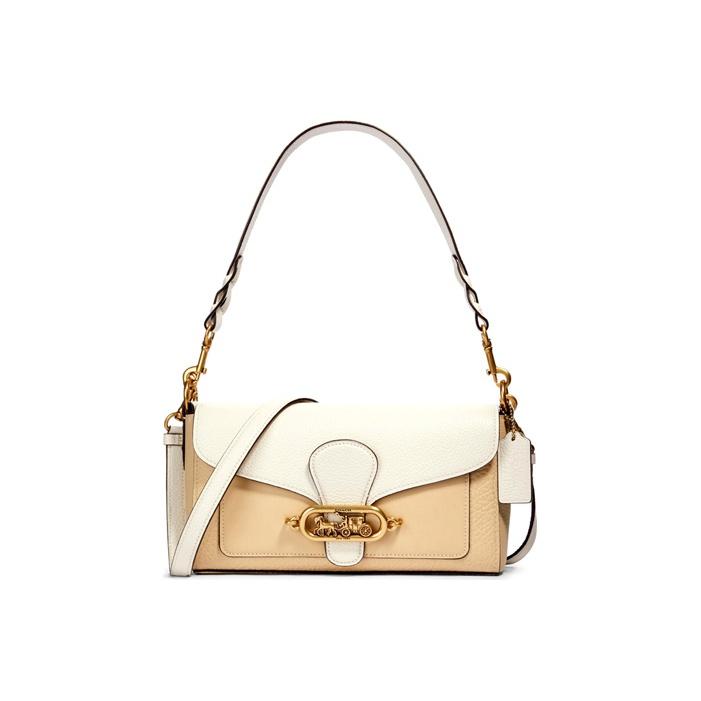 

Coach Jade Series 26 Color Block Metal Buckle Pebbled Leather Shoulder Bag Women shoulder bag Light-Yellow White 91393-OLQE7 Basic Set (Bag+Dust Bag)