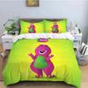 Barney Friends Cute Cartoon Bedding Set Dinosaur Pattern Duvet Cover Pillow Case Boys Bedroom Double King Size Comforter Gift