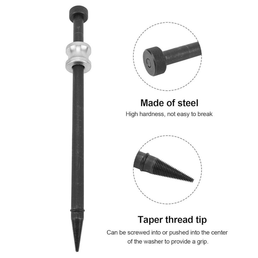 Car Repair Fuel Injector Seal Puller Tool Set with Slide Hammer Steel Cone Thread Tip for Copper Washer Gasket Removal Universal