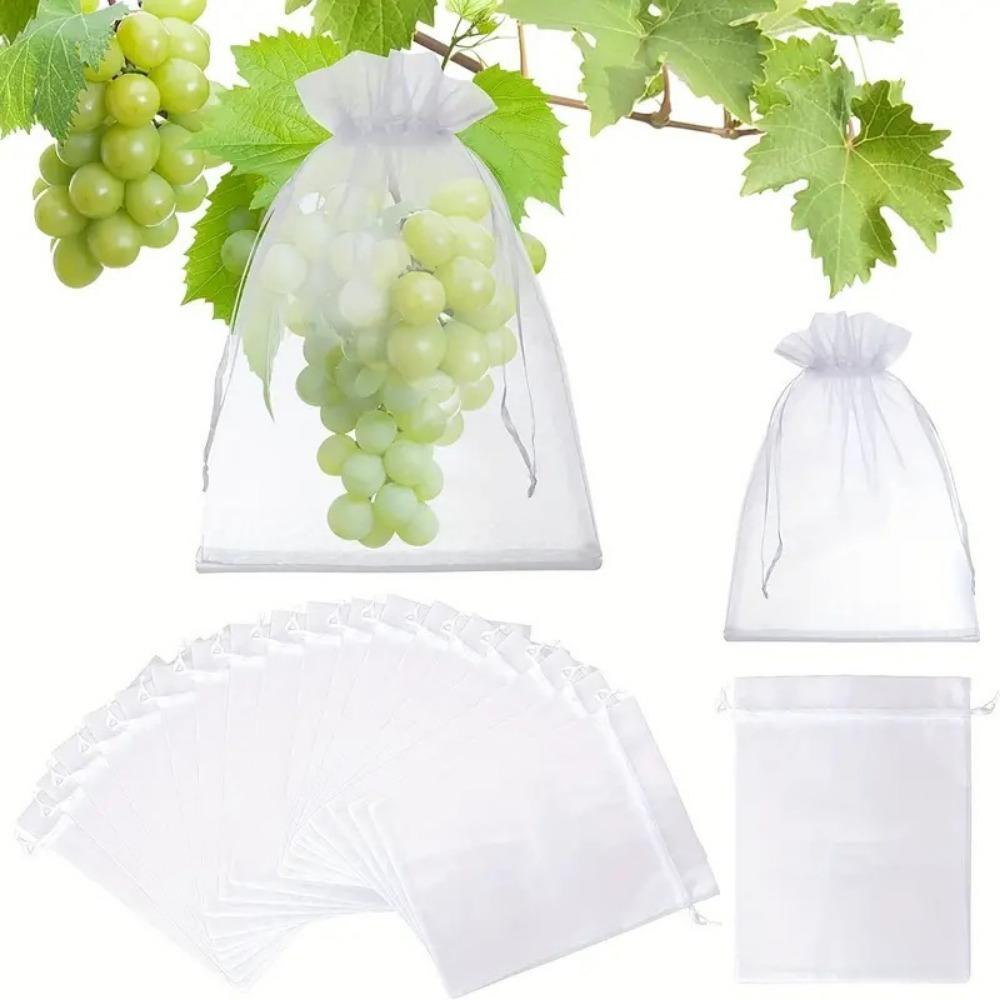 50PC Fruit Grape Protection Bags With Drawstring Fruit Netting Bags for Grapes Mango Veggies Reusable Pest Barrier Plant Bags