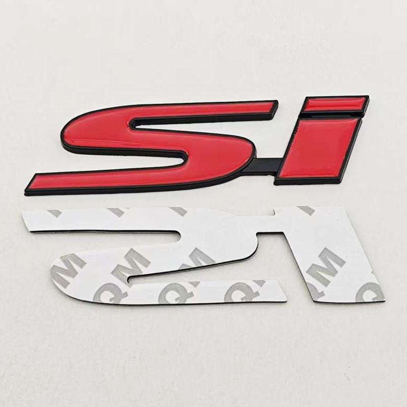 COV1 3D Metal Car Sticker Logo SI Rear Trunk Badge Front Grille Emblem Decals For Honda Civic Fit CRV Accord Autompbile Acessories