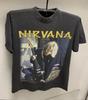 Nirvana Kurt Cobain Black Cotton Graphic Crew T-Shirt Size M Men rock vintage