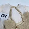 Woven Straw Tote Bag for Women Summer Beach Handbag with Tassel Decor Fashion Casual Carryall